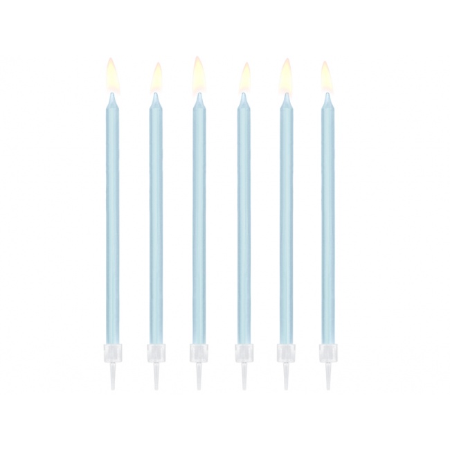 Świeczki urodzinowe Party Deco gładkie 14cm - jasny niebieski