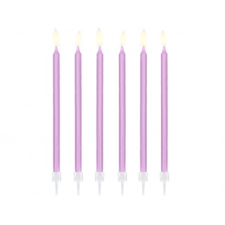 Świeczki urodzinowe Party Deco gładkie 14cm - jasny liliowy