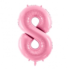 Balon foliowy Party Deco 86 cm - Cyfra 8 pastelowy różowy