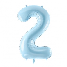 Balon foliowy Party Deco 86 cm - Cyfra 2 pastelowy niebieski