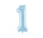 Balon foliowy Party Deco 86 cm - Cyfra 1 pastelowy niebieski