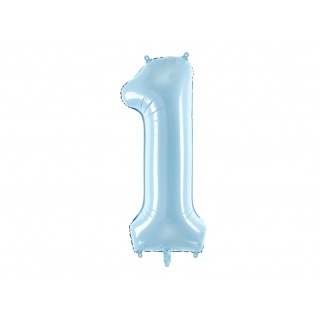 Balon foliowy Party Deco 86 cm - Cyfra 1 pastelowy niebieski