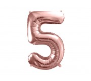 Balon foliowy Party Deco 86 cm - Cyfra 5 różowe złoto