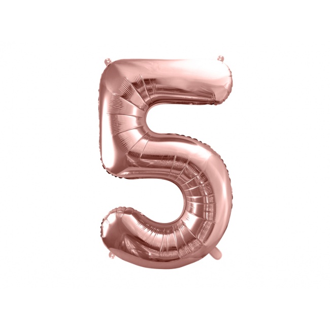 Balon foliowy Party Deco 86 cm - Cyfra 5 różowe złoto