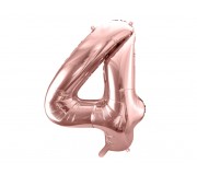 Balon foliowy Party Deco 86 cm - Cyfra 4 różowe złoto