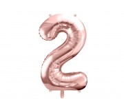 Balon foliowy Party Deco 86 cm - Cyfra 2 różowe złoto