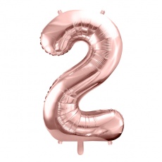 Balon foliowy Party Deco 86 cm - Cyfra 2 różowe złoto