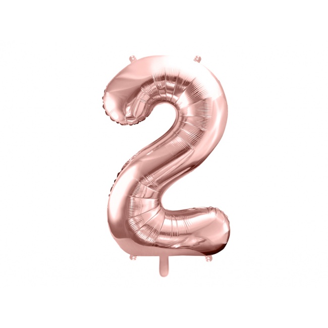 Balon foliowy Party Deco 86 cm - Cyfra 2 różowe złoto
