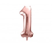 Balon foliowy Party Deco 86 cm - Cyfra 1 różowe złoto