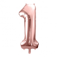 Balon foliowy Party Deco 86 cm - Cyfra 1 różowe złoto