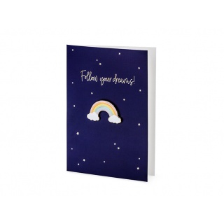 Kartka okolicznościowa Party Deco z pinem tęcza