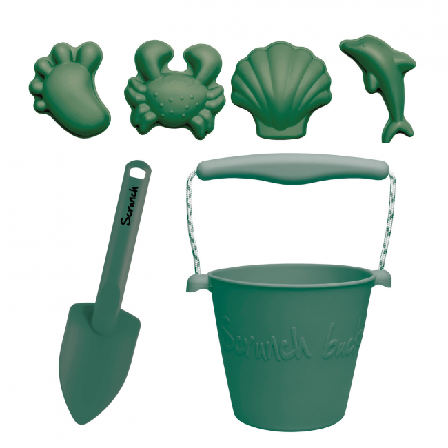 Zestaw zabawek do piasku Scrunch - Ciemny Zielony