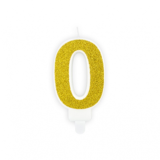 Świeczka urodzinowa Party Deco 7 cm - Cyferka 0 złoty