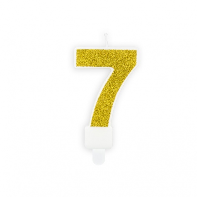 Świeczka urodzinowa Party Deco 7 cm - Cyferka 7 złoty