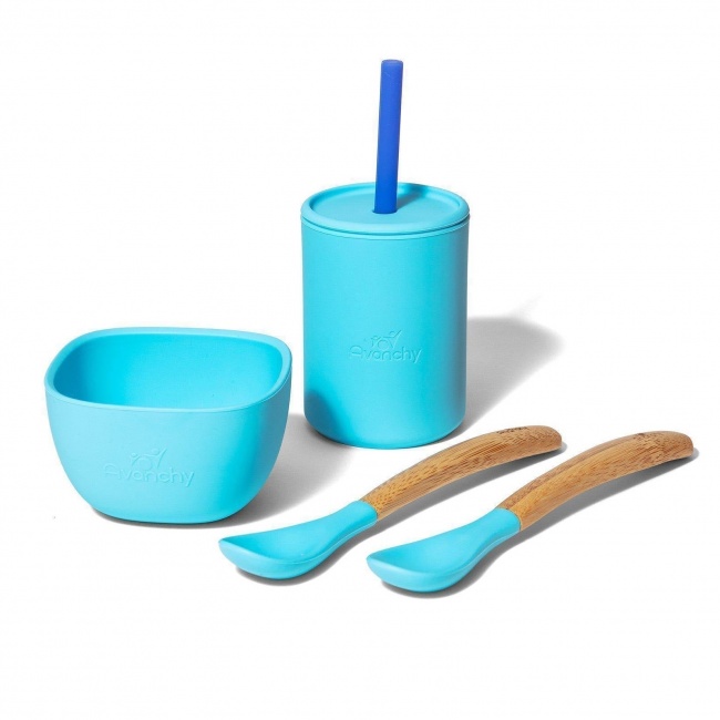 Silikonowy Zestaw Obiadowy dla Dziecka Avanchy La Petite - Blue