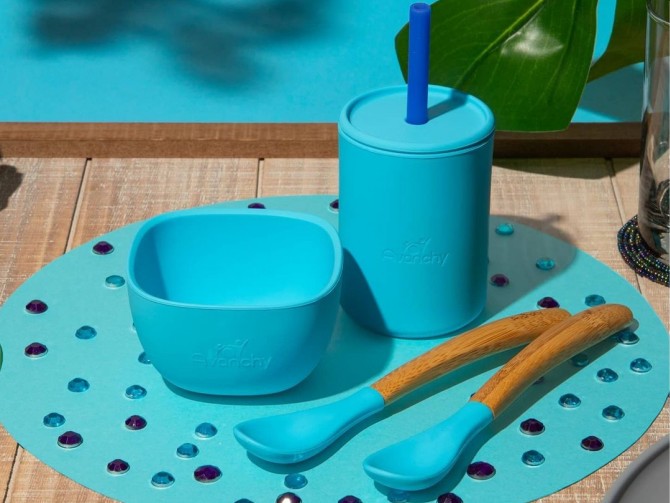Silikonowy Zestaw Obiadowy dla Dziecka Avanchy La Petite - Blue
