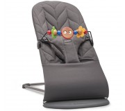 Leżaczek BABYBJORN BLISS COTTON Petal Quilt - Antracyt + Zabawka BALANCE Googly Eyes