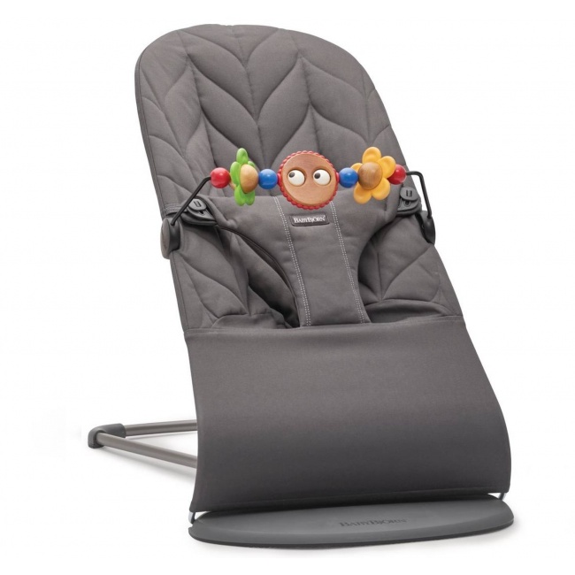 Leżaczek BABYBJORN BLISS COTTON Petal Quilt - Antracyt + Zabawka BALANCE Googly Eyes