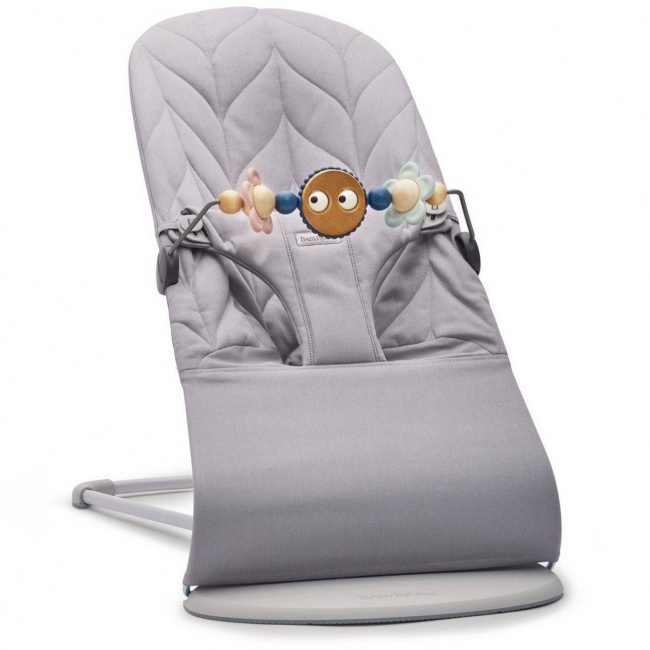 Leżaczek BABYBJORN BLISS COTTON Petal Quilt - Jasny Szary + Zabawka Googly Eyes Pastels