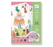 Zestaw artystyczny z pieczątkami Djeco - Kwiatowe dziewczyny