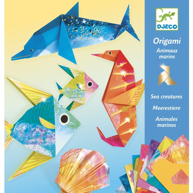 Zestaw artystyczny Origami Djeco - Morskie zwierzęta metaliczne