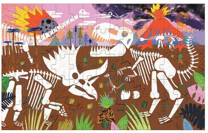 Puzzle soczewkowe 75 elementów z ruchomym obrazkiem 3D Mudpuppy - Dinozaury