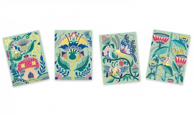 Wydrapywanka pastelowa Djeco - Tajemniczy ogród