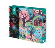 Świecące puzzle z mini-lampką UV Janod - Las 24 elementy 3+