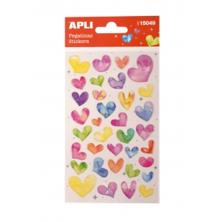 Naklejki brokatowe Apli Kids - Kolorowe serca
