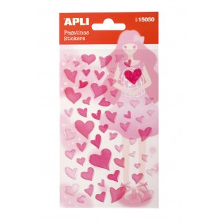 Naklejki brokatowe Apli Kids - Różowe serca