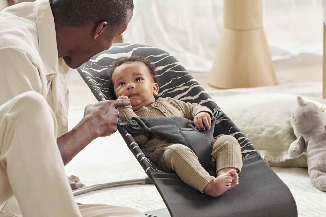 Leżaczek BABYBJORN BLISS COTTON - Antracyt/Landscape Print