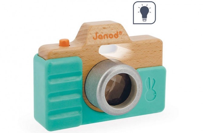 Drewniany aparat fotograficzny z dźwiękiem i lampą błyskową Janod