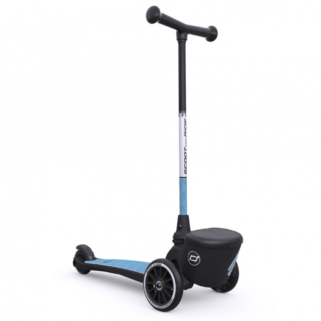 Hulajnoga trójkołowa ze świecącymi kółkami i odblaskową kierownicą 2+ SCOOTANDRIDE Highwaykick 2 Lifestyle - Reflective Steel