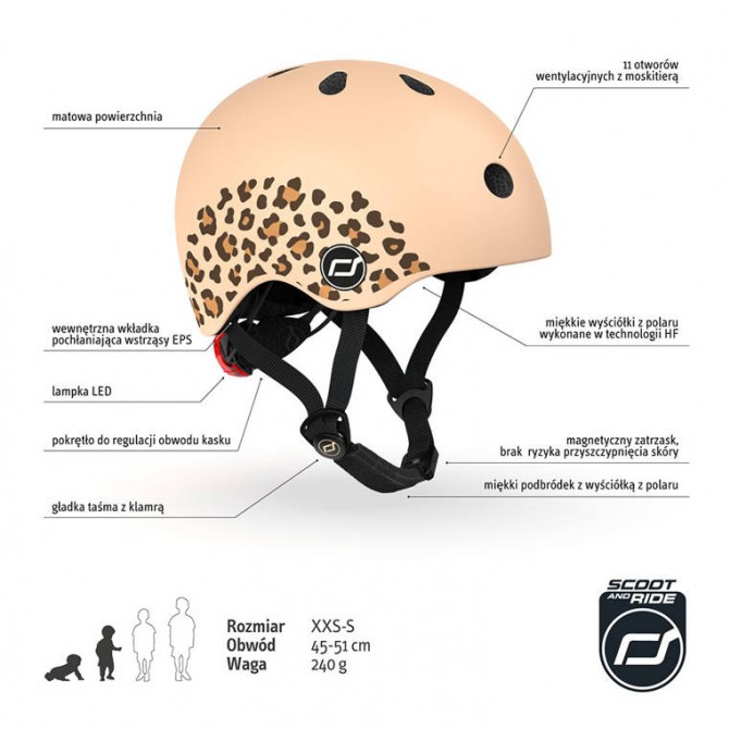 Kask dla dzieci SCOOTANDRIDE XXS-S 1-5 lat - Leopard