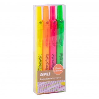 Zakreślacze wysuwane Apli Kids - 4 fluorescencyjne kolory
