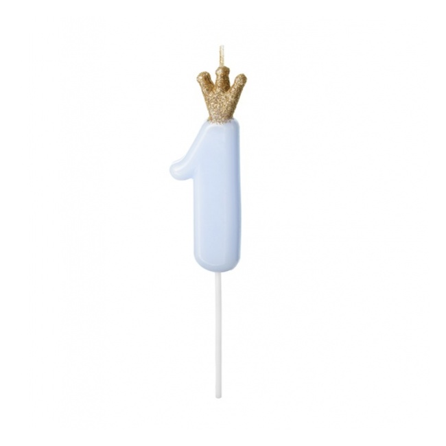Świeczka urodzinowa Party Deco 9,5 cm - Cyferka 1 jasny niebieski