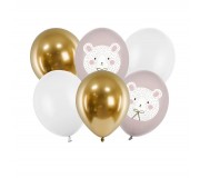 Balony 6 szt Party Deco - Miś Polarny 30 cm