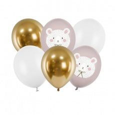 Balony 6 szt Party Deco - Miś Polarny 30 cm