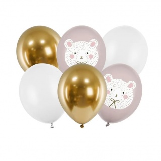 Balony 6 szt Party Deco - Miś Polarny 30 cm