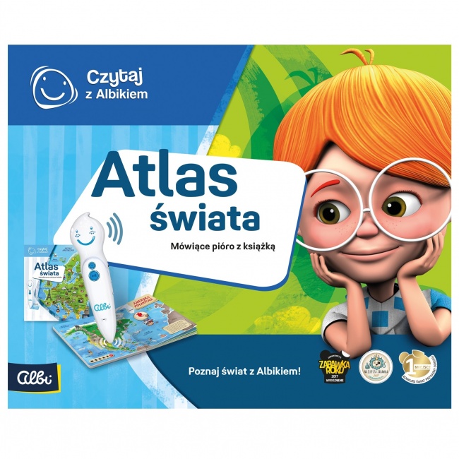 Zestaw Atlas Świata Czytaj z Albikiem Albi z piórem