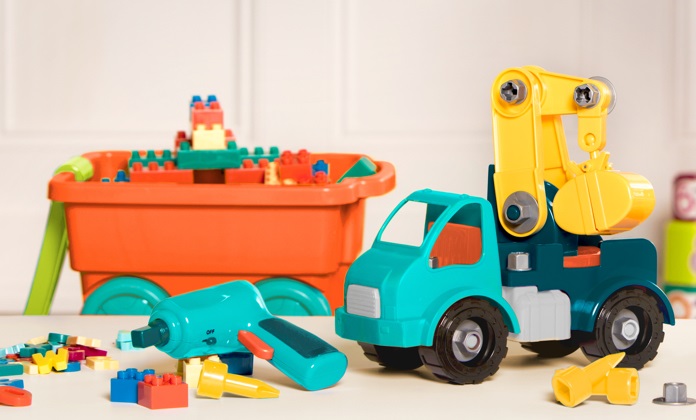 Klocki jeżyki Bristle Blocks Battat - Builder Bucket 50 elementów