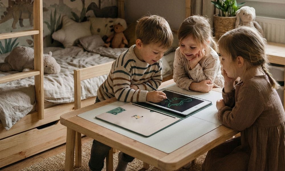 Tablet graficzny z kartami pracy do rysowania KidBook Kidinex - Safari