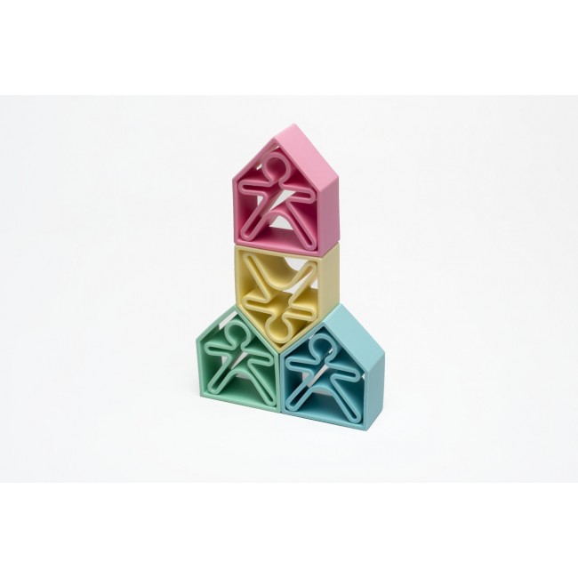 Klocki wielofunkcyjne DENA Kid + House PASTEL - 12 elementów