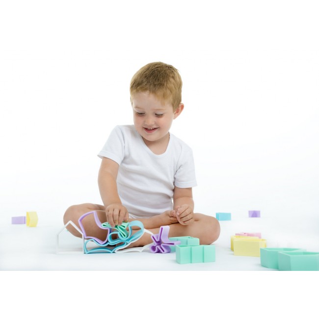 Klocki wielofunkcyjne DENA Kid + House PASTEL - 12 elementów