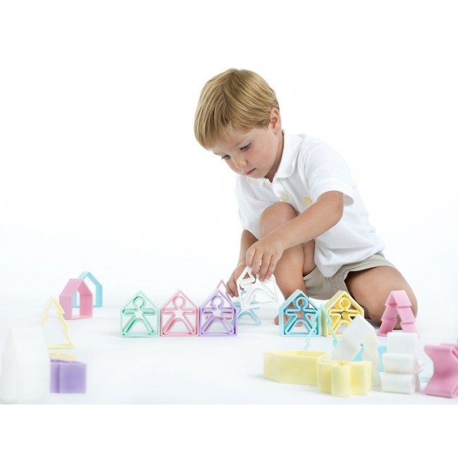 Klocki wielofunkcyjne DENA Kid + House PASTEL - 12 elementów