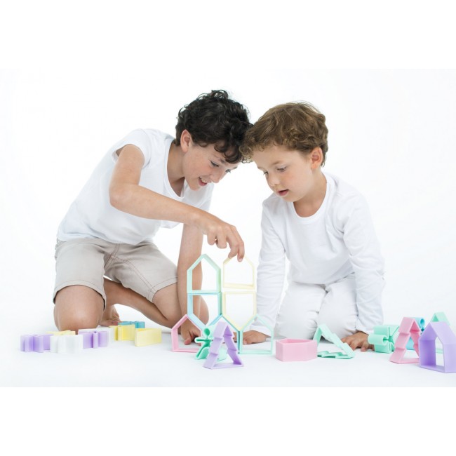 Klocki wielofunkcyjne DENA Kid + House PASTEL - 12 elementów