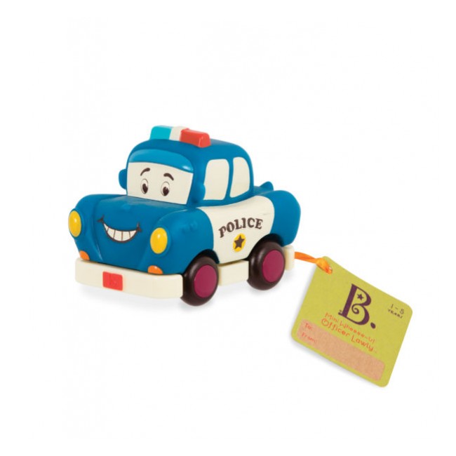 Trzy miękkie autka B. Toys - Wheeeels Mini z radiowozem