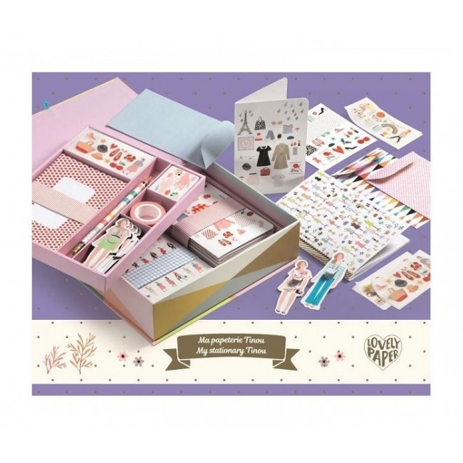 Kuferek z zestawem papierniczym Djeco - Tinou
