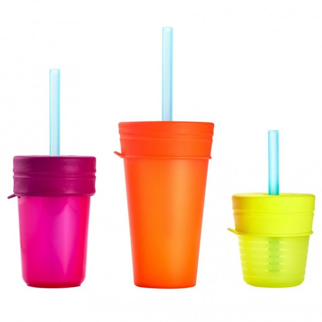 Zestaw 6 silikonowych słomek + czyścik Boon