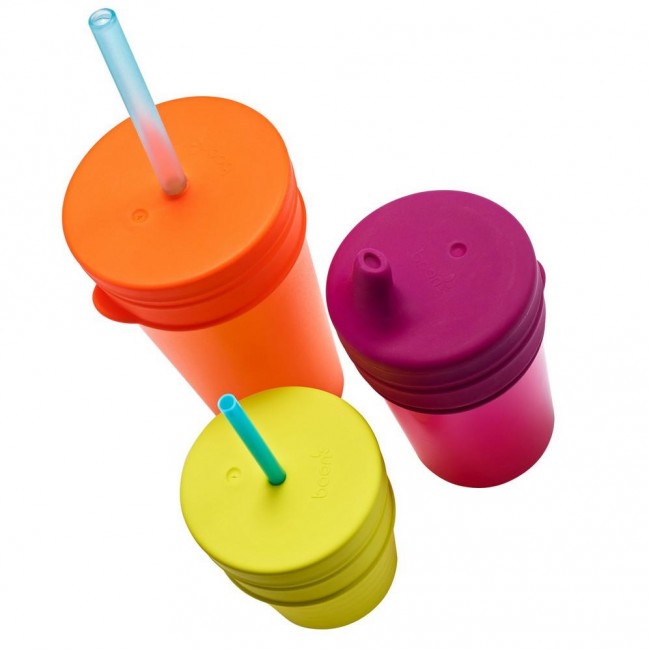 Zestaw 6 silikonowych słomek + czyścik Boon